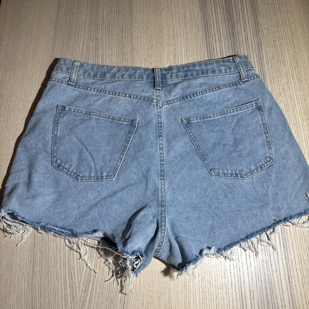 Wild Fable Blue Two-Tone Patchwork Super High-Rise Cutoff Denim Shorts Size 12